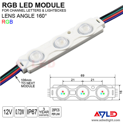 RGB LED মডিউল লাইট SMD 5050 ওয়াটারপ্রুফ ব্যাকলাইট সাইনেজ 3 কালার চেঞ্জিং 12 ভোল্ট