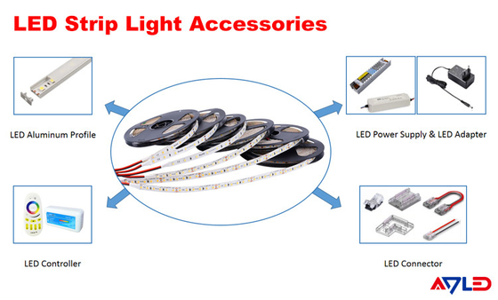 SMD 2835 ট্রিমিং LED স্ট্রিপ লাইট 3M টেপ ডিমেবল 3000K 6500K 12V 24V বেডরুমের জন্য