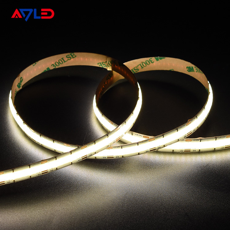 উচ্চ ঘনত্ব DC24V বিন্দুহীন লাইনার LED টিউনযোগ্য CCT (2700K-6500K) COB 640Leds স্ট্রিপ লাইট নিম্ন ভোল্টেজ টেপ লাইট